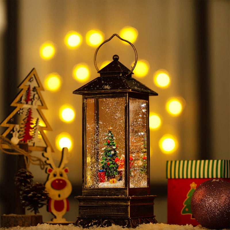 JEDAWN Christmas Snow Globes Lantern  Christmas Decoration Indoor  Battery Powered or USB Powered  Snow Globe Lantern with Music and Timer  Holiday Decorations  for Home Decor Xmas Gifts - Image 5